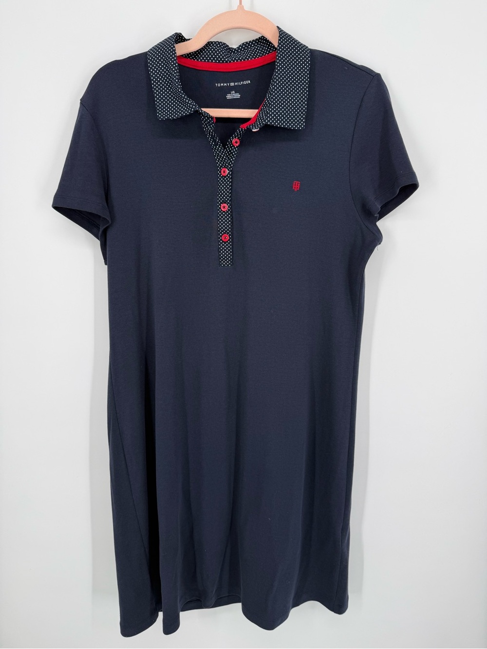Tommy Hilfiger Women Large Navy Blue Short Sleeve T-Shirt Dress Preppy Classic
